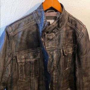 Leather Jacket Brown Heavy Duty 100% Genuine Cow
